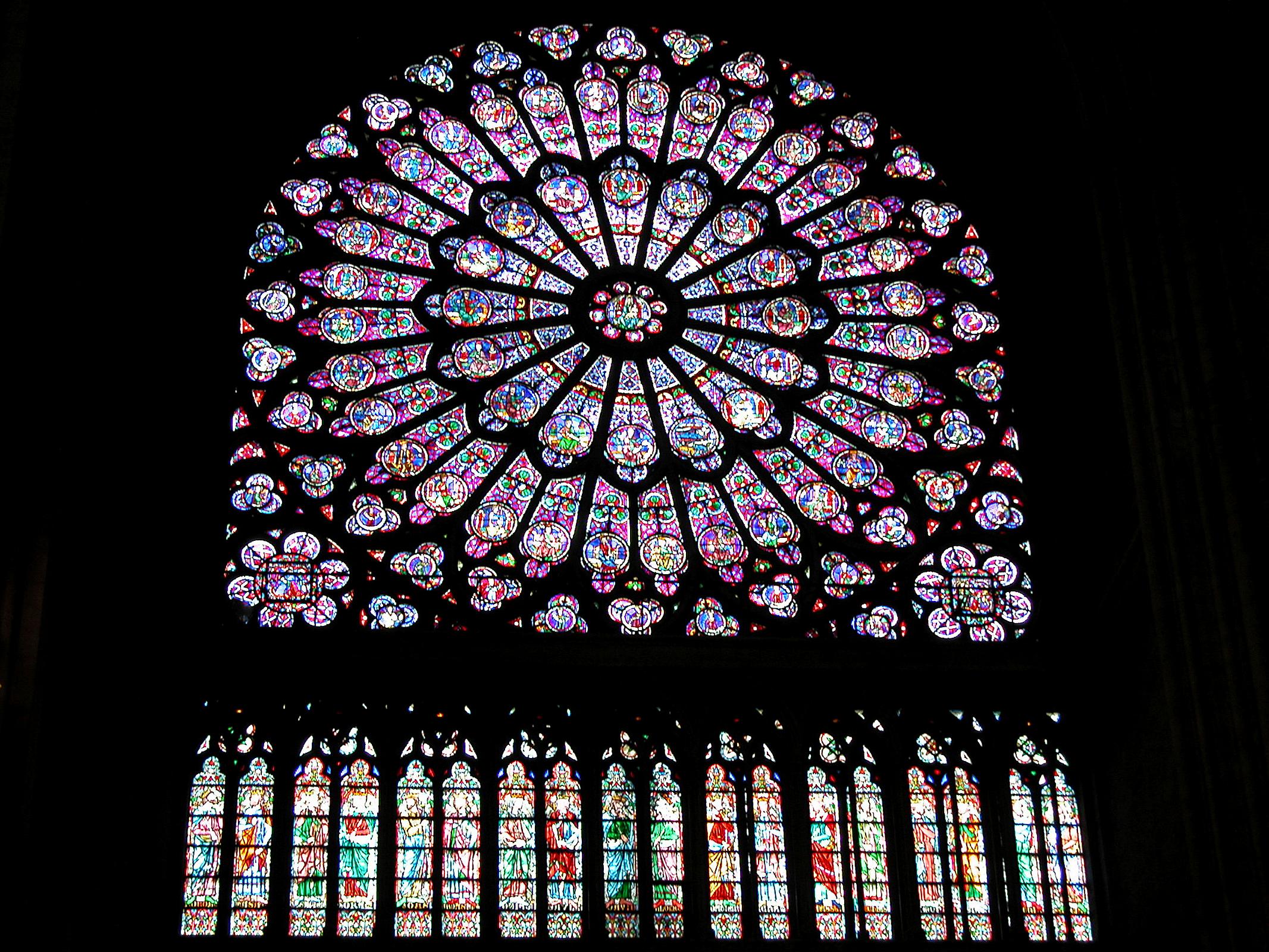 Paris 16 Notre Dame North Rose Window Centre Has Virgin Mary and Christ Child 